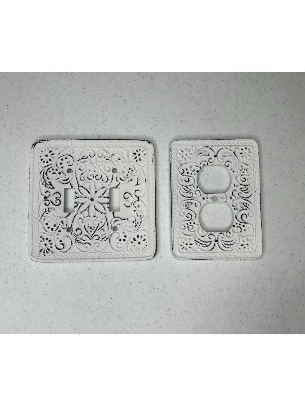 Ornate Floral Metal Light Switch Outlet Cover Plates White Black Cottagecore